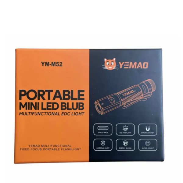 Фенер YEMAO YM-M52 – компактен, 1500 лумена, магнит, Type-C 6