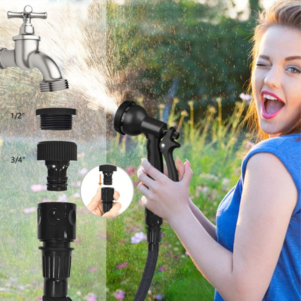 Гъвкав разтеглив градински маркуч 30м – Пълен комплект с пистолет (7 функции) и конектори 4