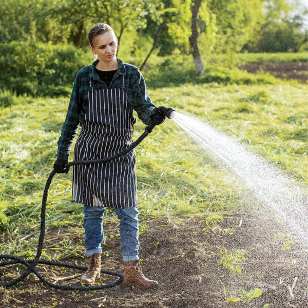 Гъвкав разтеглив градински маркуч 30м – Пълен комплект с пистолет (7 функции) и конектори 10