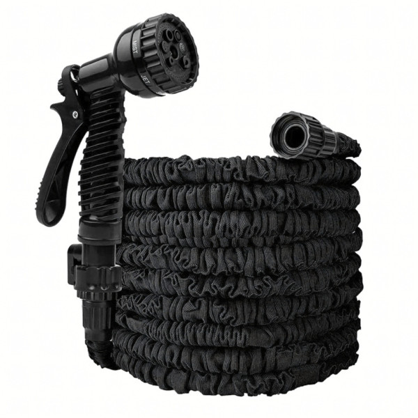 Гъвкав разтеглив градински маркуч 30м – Пълен комплект с пистолет (7 функции) и конектори 19