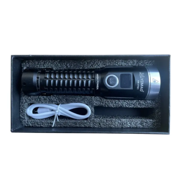 LED фенер YEMAO YM-F701 със зелен лазер - USB и дисплей 5