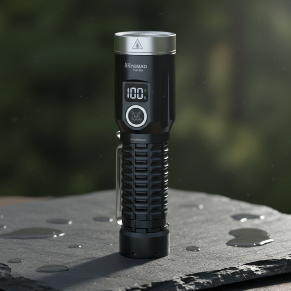 LED фенер YEMAO YM-F701 със зелен лазер - USB и дисплей