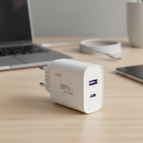 Адаптер за бързо зареждане KLGO PD-300, USB-A/USB-C, FAST CHARGING 20W
