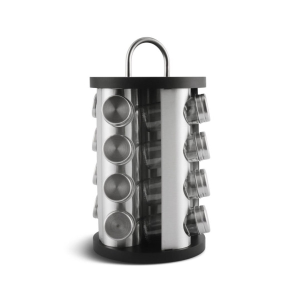 Бурканчета за подправки на стойка Edenberg EB-4027, 16 бр, Въртене на 360 гр, Черен/инокс