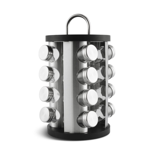 Бурканчета за подправки на стойка Edenberg EB-4027, 16 бр, Въртене на 360 гр, Черен/инокс 5