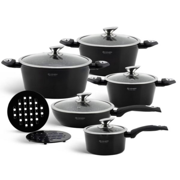 Комплект от 12 части - тенджери, тиган и подложки Edenberg EB-5613