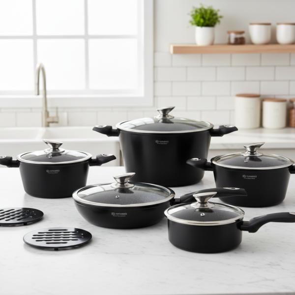 Комплект от 12 части - тенджери, тиган и подложки Edenberg EB-5613