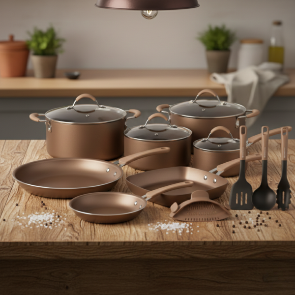 Пълен комплект съдове Edenberg EB-5654 (20 части) с кован алуминий и 3-слойно незалепващо покритие