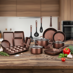 Комплект 20 части Edenberg EB-5655 от кован алуминий — незалепващо мраморно покритие за равномерно готвене