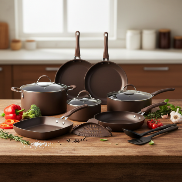 Комплект 20 части Edenberg EB-5655 от кован алуминий — незалепващо мраморно покритие за равномерно готвене