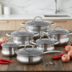 Комплект EDENBERG EB-2420M от 12части - неръждаема стомана с многослойно дъно за бързо и равномерно готвене