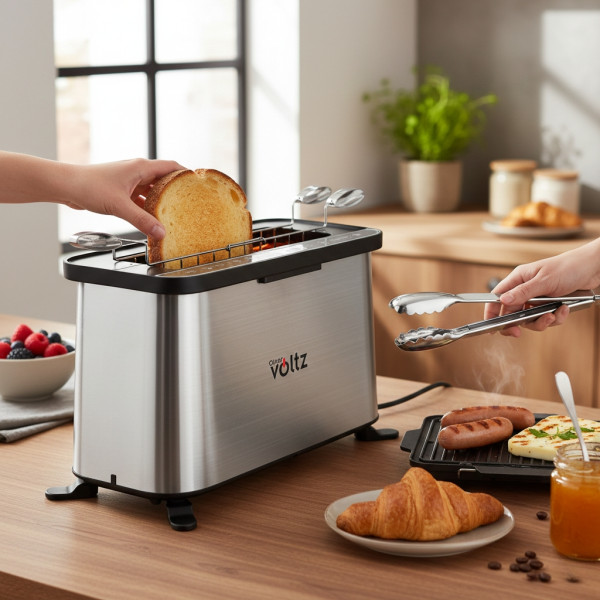 Мултифункционален уред за готвене 4 в 1, Oliver Voltz, 1700W, Тостер, Грил/Парти грил, Фурна, BBQ 1