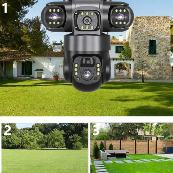 Соларна камера Lylu 4G със SIM и 4 лещи – автономно наблюдение без ток и Wi‑Fi 7