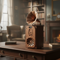 Bluetooth радио колонка AS39, 1x8W, 1200mAh, Кафяв – ретро звук