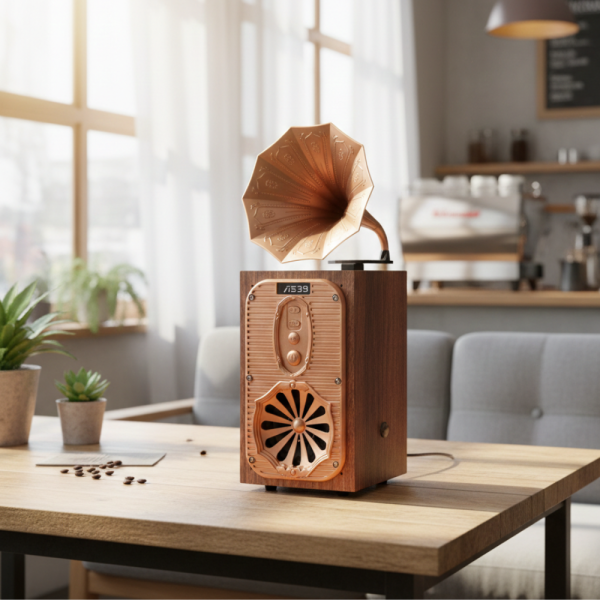 Bluetooth радио колонка AS39, 1x8W, 1200mAh, Кафяв – ретро звук 2