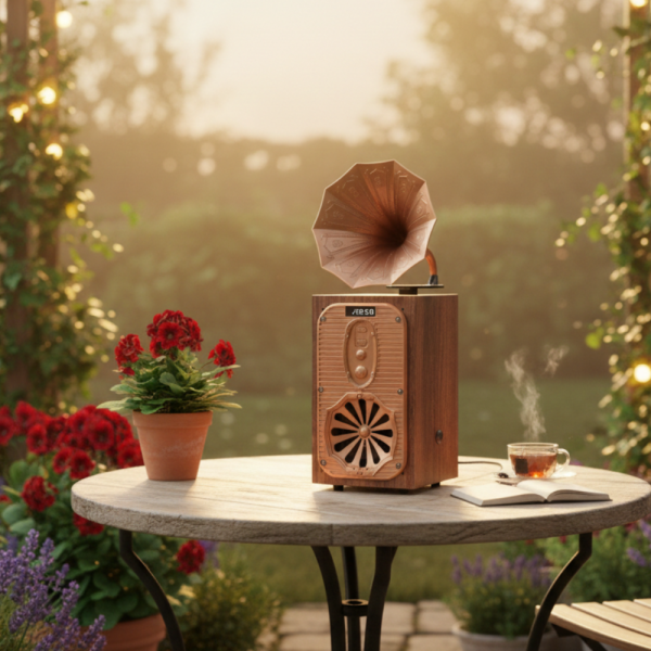 Bluetooth радио колонка AS39, 1x8W, 1200mAh, Кафяв – ретро звук 3