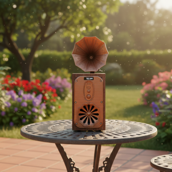 Bluetooth радио колонка AS39, 1x8W, 1200mAh, Кафяв – ретро звук 4