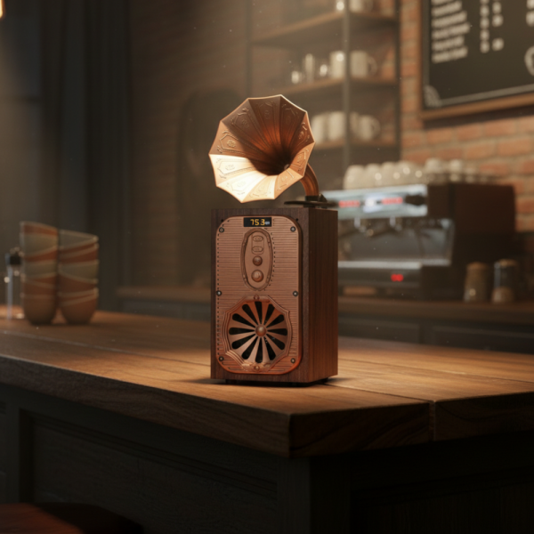 Bluetooth радио колонка AS39, 1x8W, 1200mAh, Кафяв – ретро звук 5
