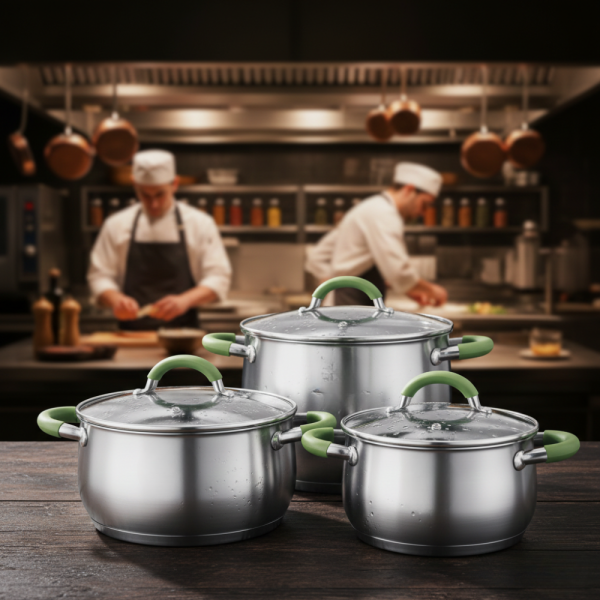 Комплект тенджери Swisgold – 3 броя, 5-слойно дъно - бързо и равномерно готвене 4