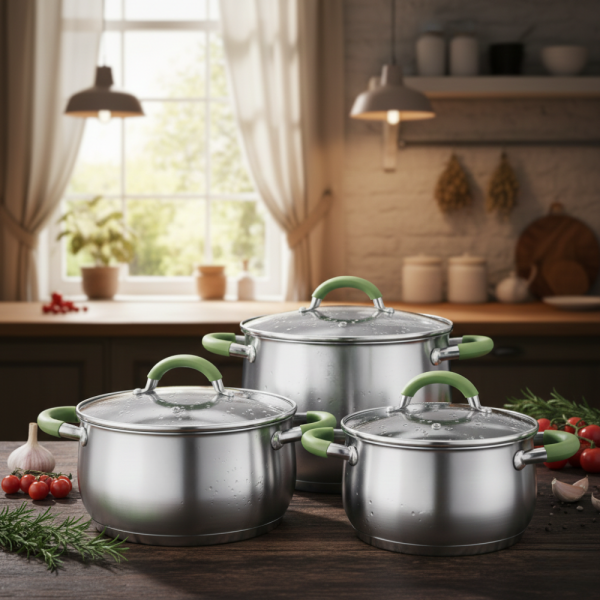 Комплект тенджери Swisgold – 3 броя, 5-слойно дъно - бързо и равномерно готвене