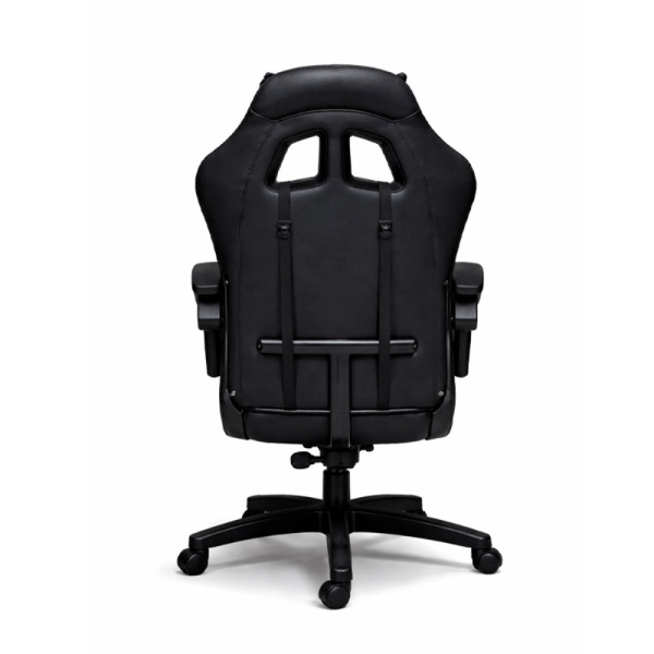 Премиум геймърски стол с масажна функция, поставка за крака и ергономична метална рамка, PU кожа, Черен