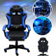 Ергономичен геймърски стол с масажна функция и поставка за крака – черно-син 5