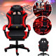 Удобен геймърски стол с поставка за крака и масажна лумбална възглавница, Черно-червен 5