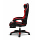 Удобен геймърски стол с поставка за крака и масажна лумбална възглавница, Черно-червен 7