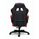 Удобен геймърски стол с поставка за крака и масажна лумбална възглавница, Черно-червен 8