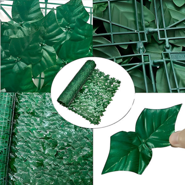 Ограда от зелени листа - панел за уединение с реалистичен вид 3 x 0,5 м 9