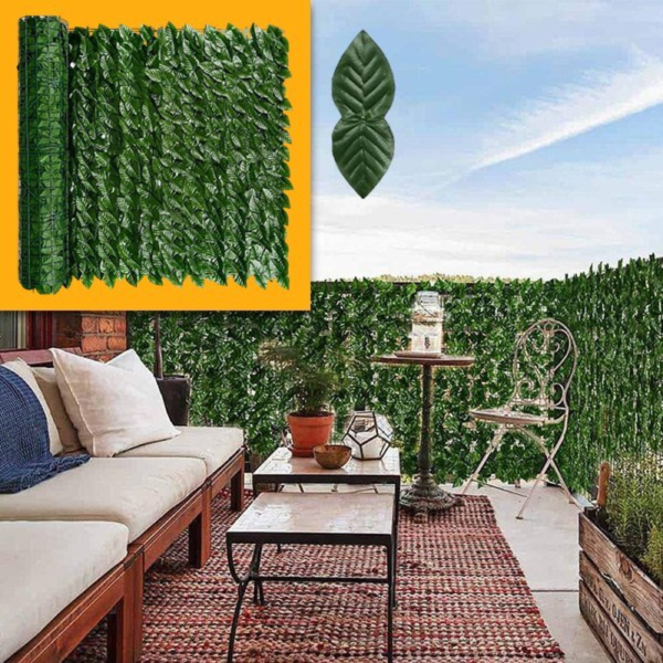 Ограда от зелени листа - панел за уединение с реалистичен вид 3 x 0,5 м