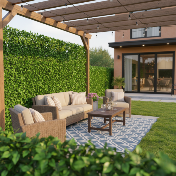 Ограда от зелени листа - панел за уединение с реалистичен вид 3 x 0,5 м 1