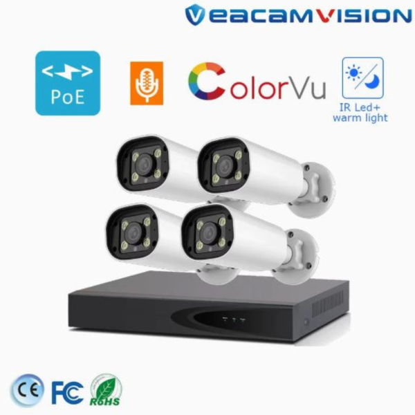Комплект 4бр AI Smart камери с пълноцветно нощно виждане и NVR за професионално видеонаблюдение 30403781 5