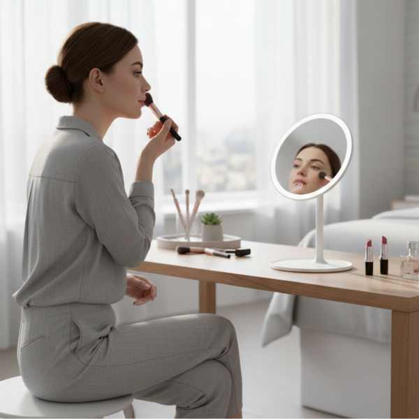 LED козметично огледало за грим Luigi Ferrero FR-801, кръг, 20 cm