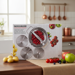 Мелница/цедка за зеленчуци и плодове, 4 части, Неръждаема стомана