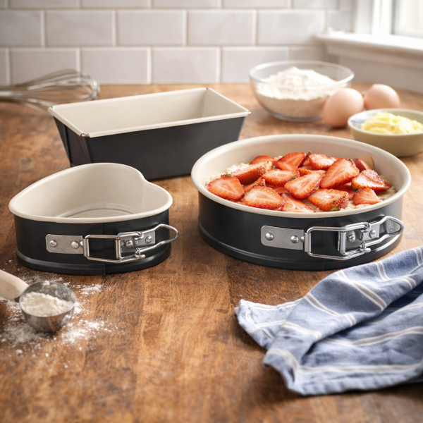 Комплект мини форми за печене „Exclusive“ (3 части) – керамично покритие, сърце и подвижен ръб