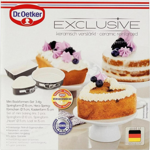 Комплект мини форми за печене „Exclusive“ (3 части) – керамично покритие, сърце и подвижен ръб