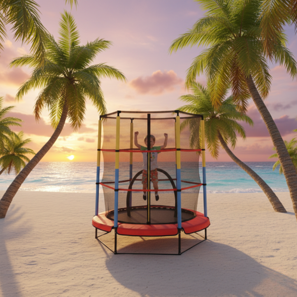 Батут 4,5ft 140см с вътрешна мрежа - червен