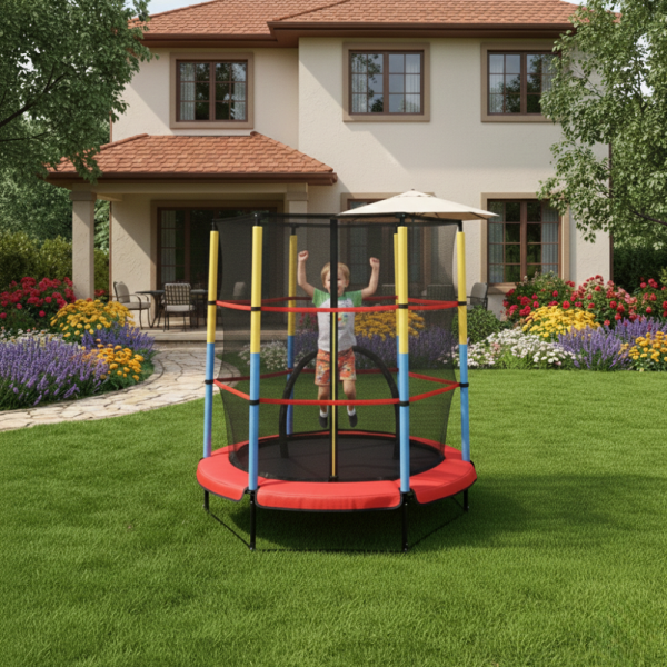 Батут 4,5ft 140см с вътрешна мрежа - червен