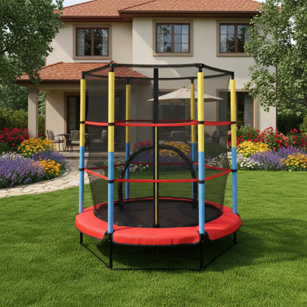 Батут 4,5ft 140см с вътрешна мрежа - червен 1