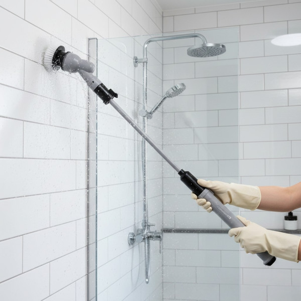 Водоустойчива електрическа почистваща четка с литиево-йонна батерия и регулируема дръжка 4