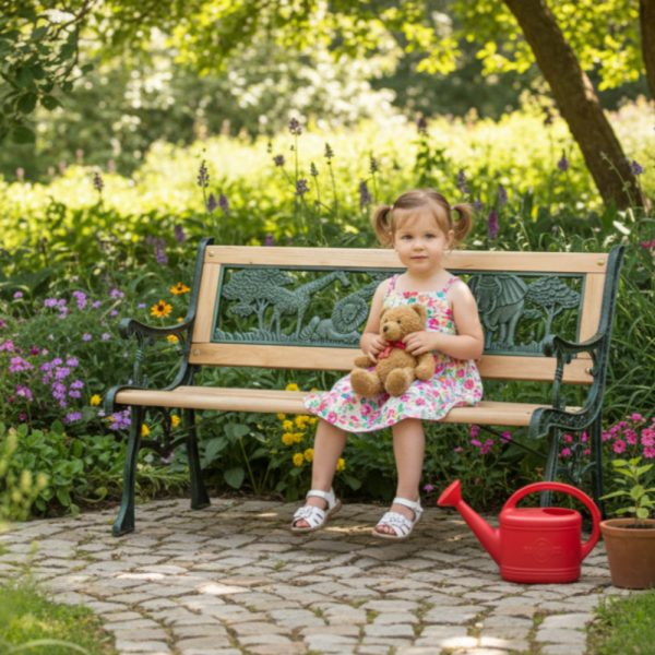 Градинска пейка за деца 82x39x50 см - здрава, безопасна и стилна 2