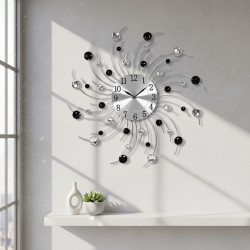 Модерен декоративен стенен часовник с кристали, 50 см
