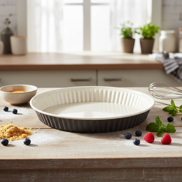 Форма за тарт и киш (28 см) с емайлирано дъно и незалепващо покритие