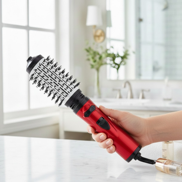 Професионална електрическа четка 3-в-1 за изправяне, къдрене и сушене, 1200W, автоматично въртене 1