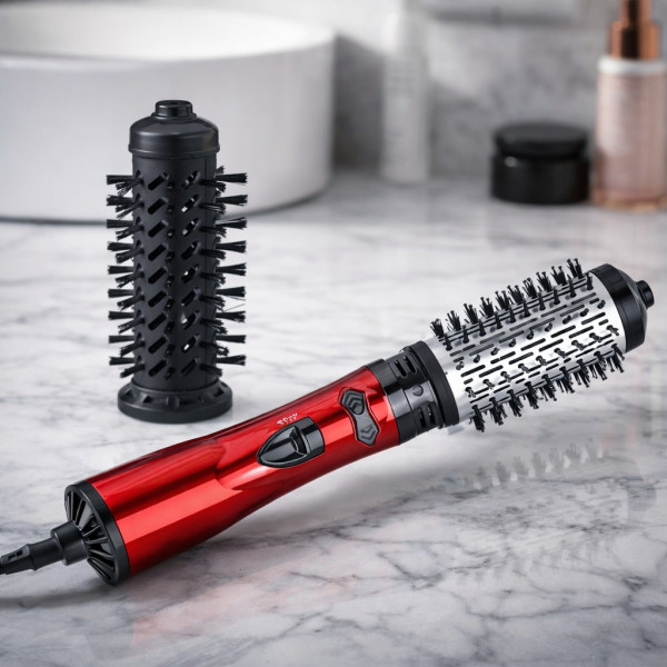 Професионална електрическа четка 3-в-1 за изправяне, къдрене и сушене, 1200W, автоматично въртене 4