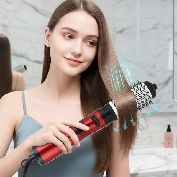 Професионална електрическа четка 3-в-1 за изправяне, къдрене и сушене, 1200W, автоматично въртене 7