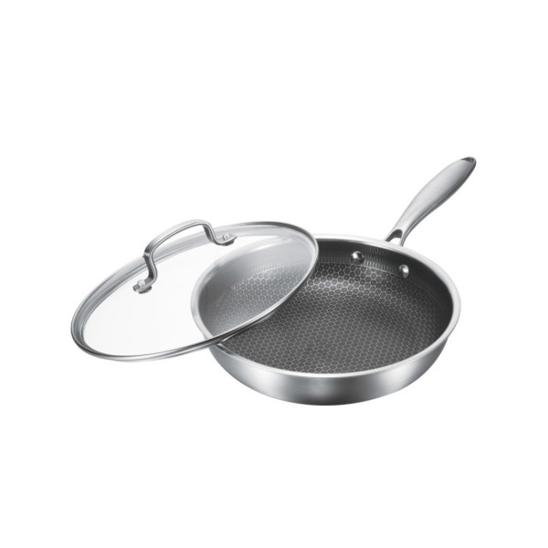 Тиган с капак Goldmann, Трислойно дъно, Незалепващо покритие, Неръждаема стомана