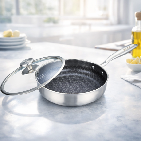 Тиган с капак Goldmann Fusionhex Pro, Дълбок, Незалепващо Покритие, Неръждаема стомана 1