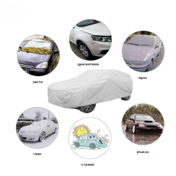 Премиум сиво покривало за кола - защита при всякакви метеорологични условия